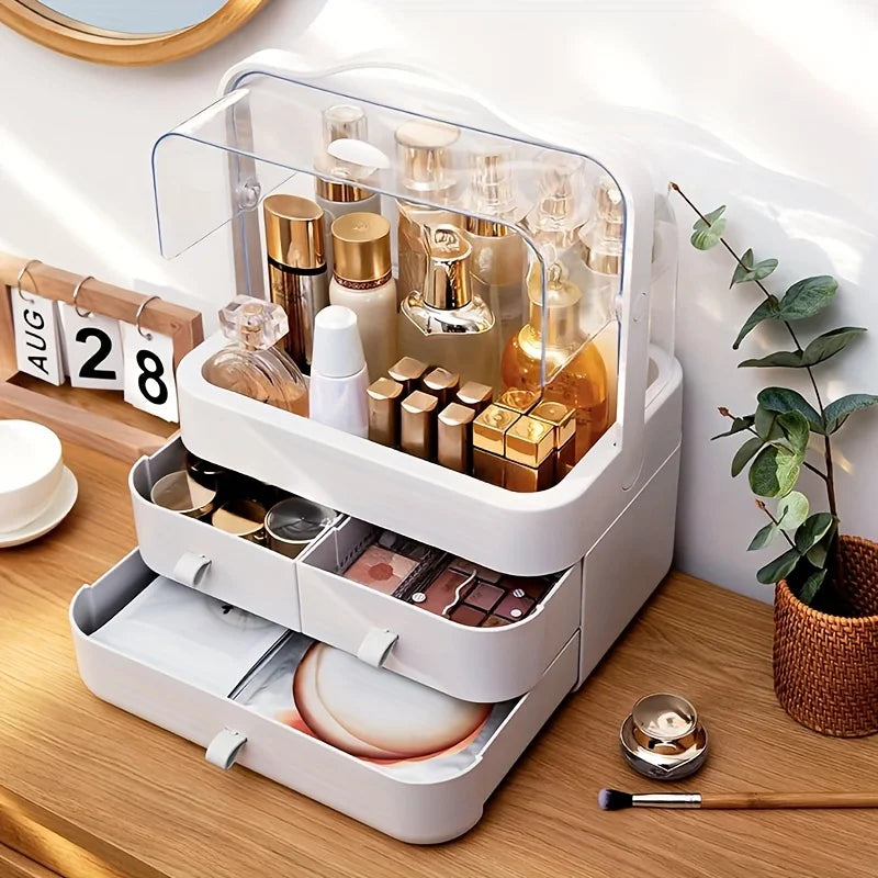 Dustproof Cosmetic Organizer with Drawer & Lid