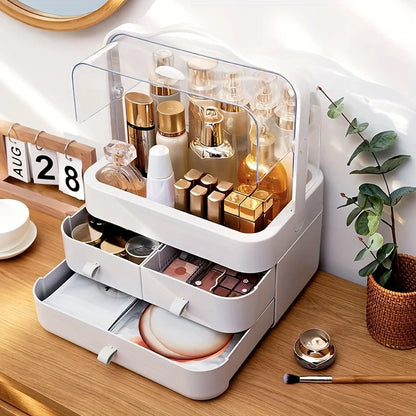 Dustproof Cosmetic Organizer with Drawer & Lid