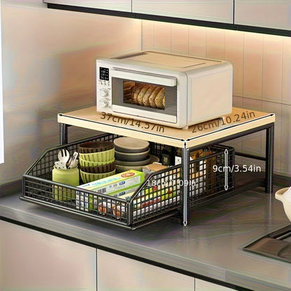 Space-Saving Kitchen Countertop Organizer with Drawer & Basket
