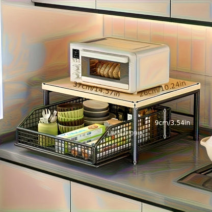 Space-Saving Kitchen Countertop Organizer with Drawer & Basket