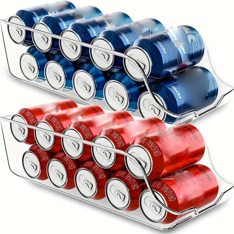 Auto-Rolling Refrigerator Can Organizer Bin