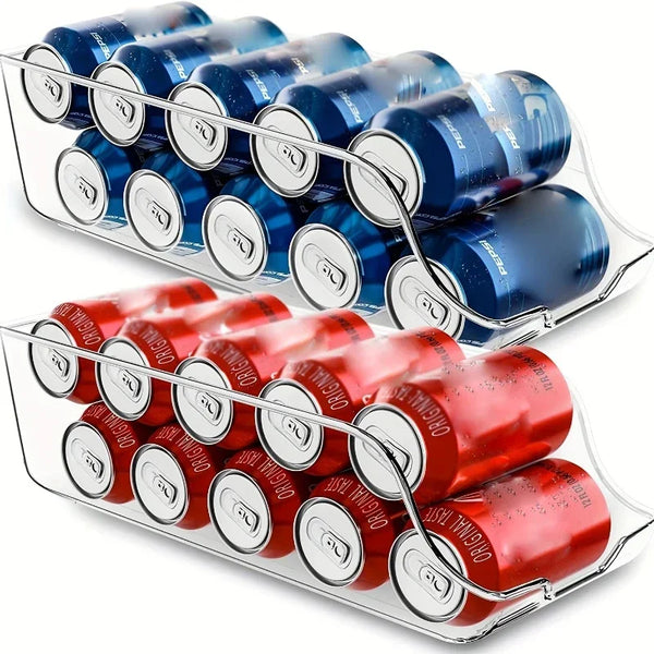 Auto-Rolling Refrigerator Can Organizer Bin