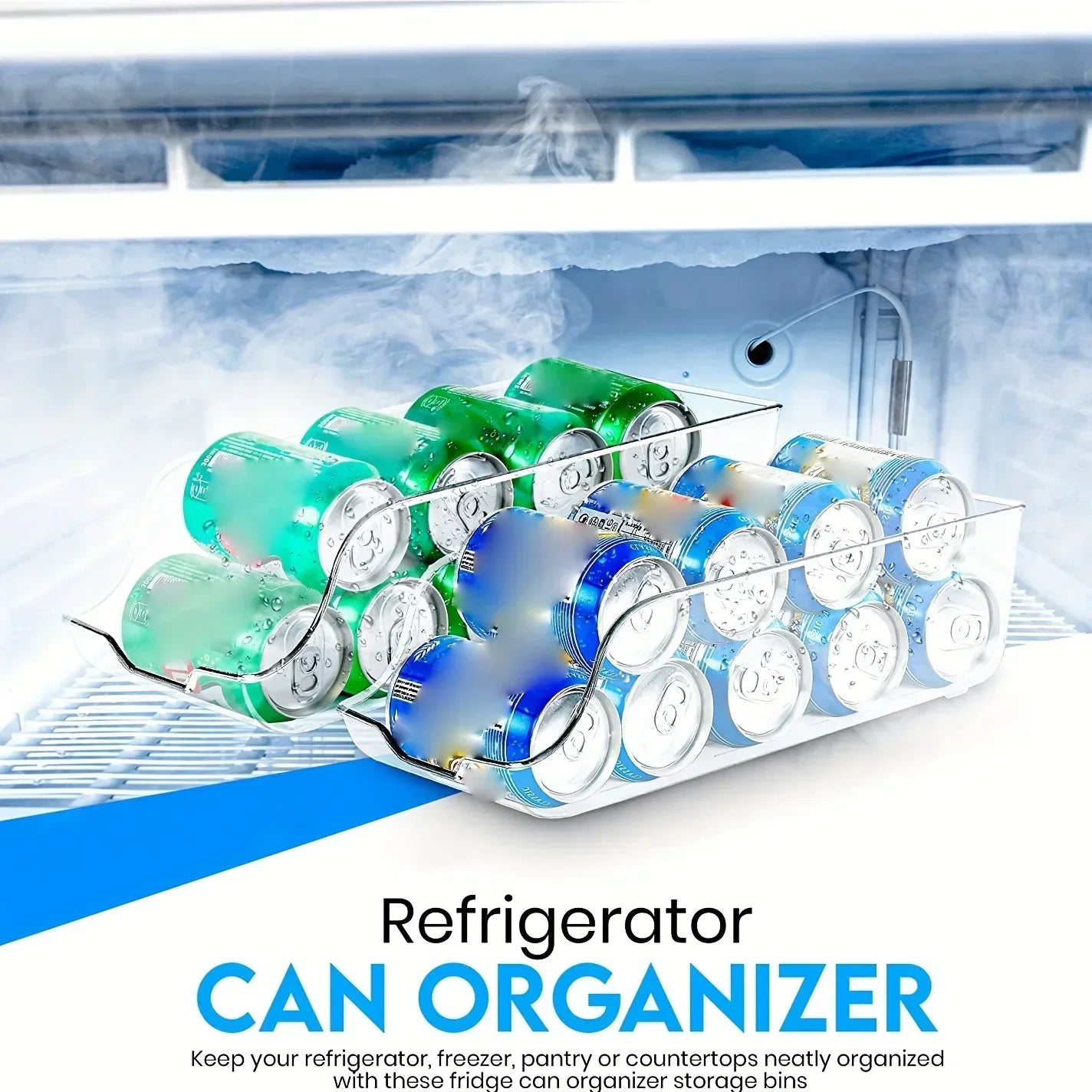 Auto-Rolling Refrigerator Can Organizer Bin