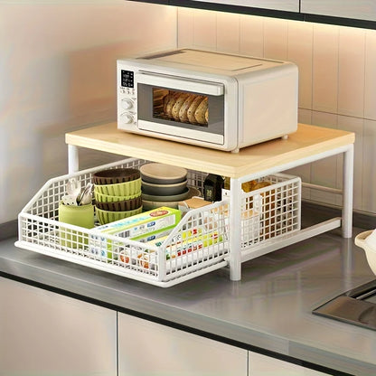 Space-Saving Kitchen Countertop Organizer with Drawer & Basket