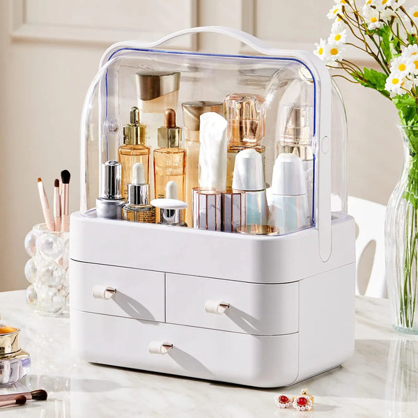 Dustproof Cosmetic Organizer with Drawer & Lid