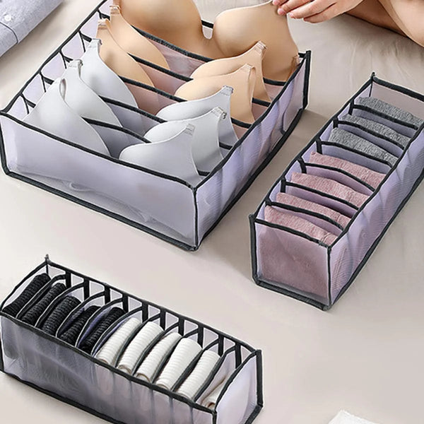 Foldable Drawer Organizer with Grids for Socks & Underwear