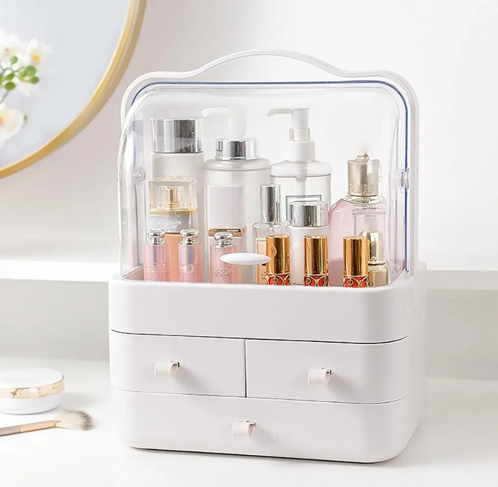 Dustproof Cosmetic Organizer with Drawer & Lid