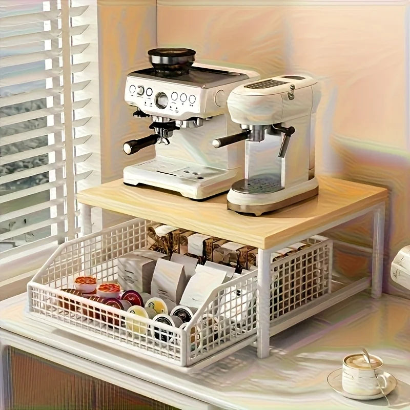 Space-Saving Kitchen Countertop Organizer with Drawer & Basket