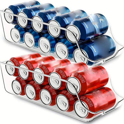 Auto-Rolling Refrigerator Can Organizer Bin