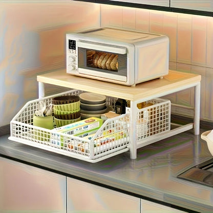 Space-Saving Kitchen Countertop Organizer with Drawer & Basket