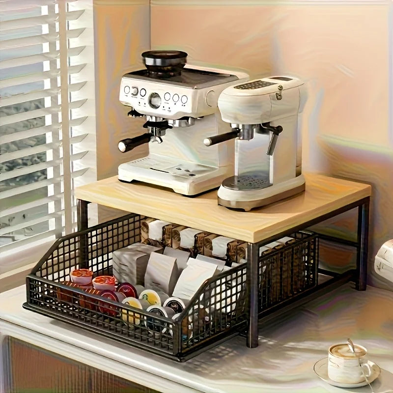 Space-Saving Kitchen Countertop Organizer with Drawer & Basket