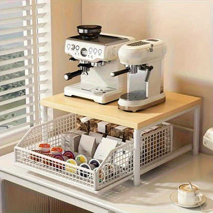 Space-Saving Kitchen Countertop Organizer with Drawer & Basket