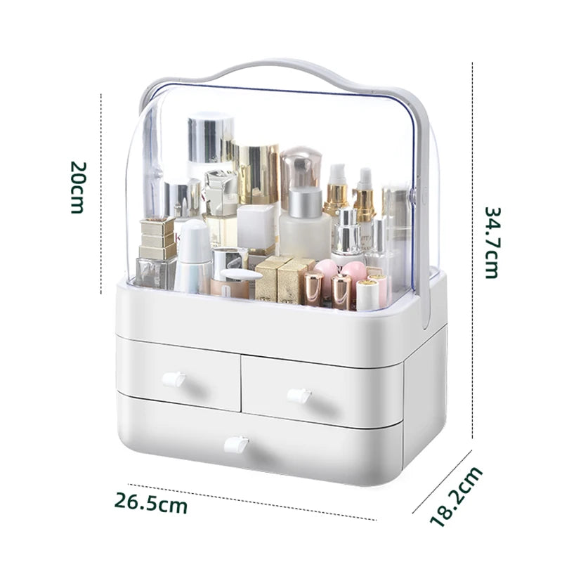 Dustproof Cosmetic Organizer with Drawer & Lid