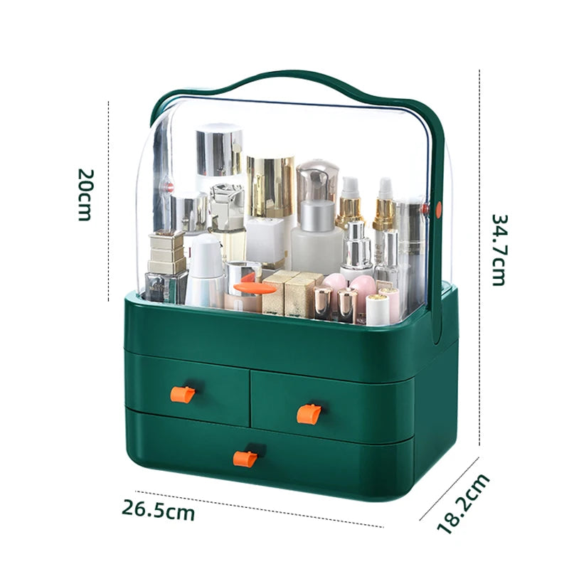 Dustproof Cosmetic Organizer with Drawer & Lid