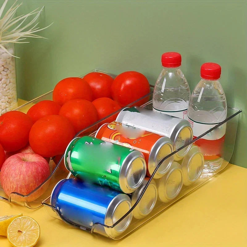 Auto-Rolling Refrigerator Can Organizer Bin